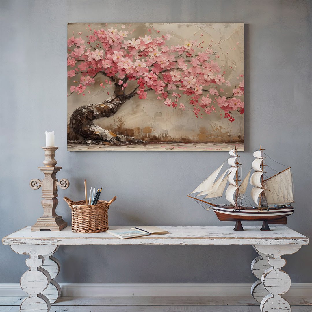 Tablou Canvas floare de cires roz in stil abstract vibrant | The Print Studio