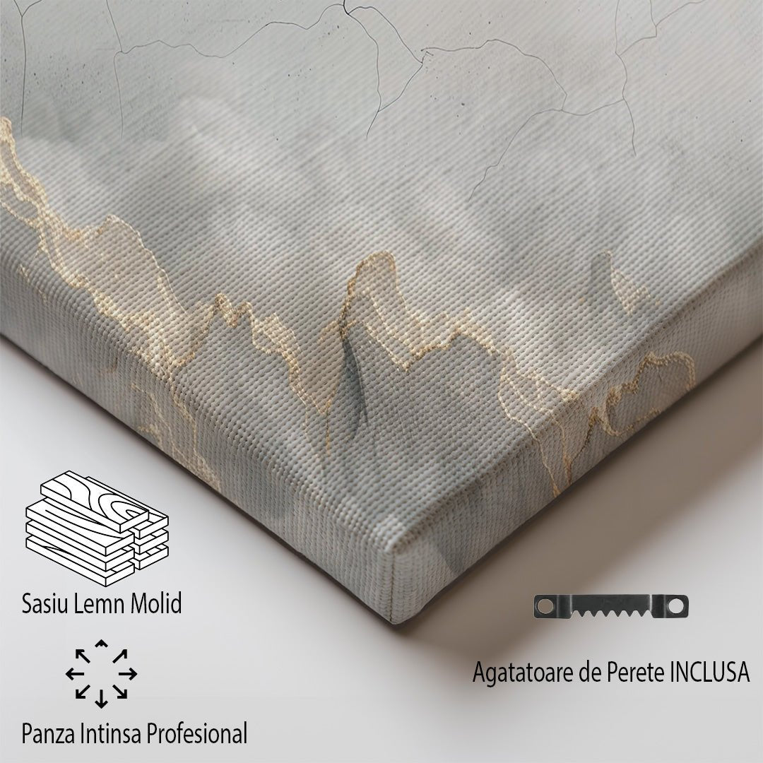 Tablou Canvas munti invaluiti in ceata si lumina aurie | The Print Studio