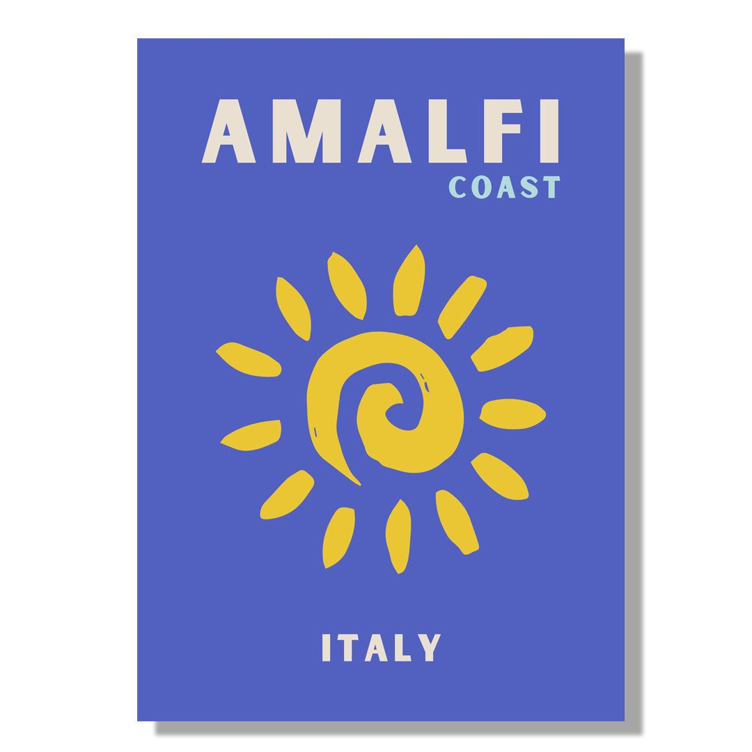 Tablou Canvas soare stilizat stralucind pe coasta Amalfi | The Print Studio