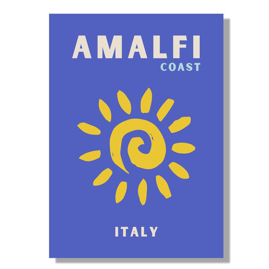 Tablou Canvas soare stilizat stralucind pe coasta Amalfi | The Print Studio