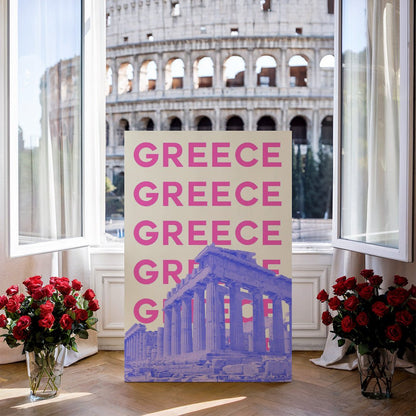 Tablou Canvas Parthenon Grecia vibrand in stil pop-art | The Print Studio