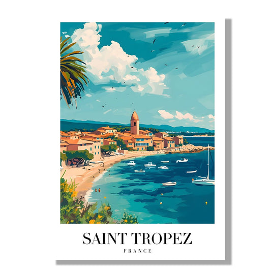 Tablou Canvas Saint Tropez coasta azurie sub cer senin impresionist | The Print Studio