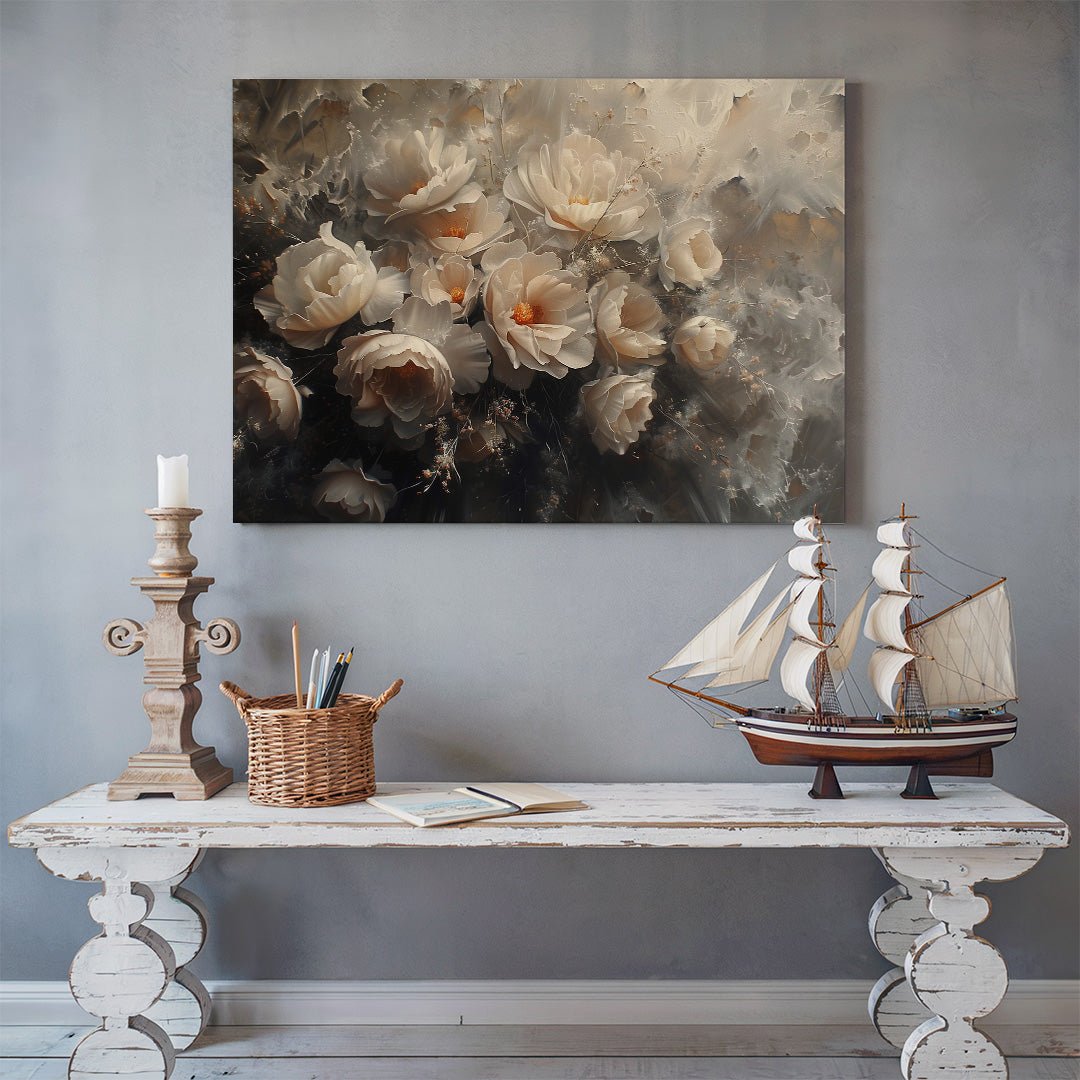 Tablou Canvas flori albe delicate si realistice | The Print Studio