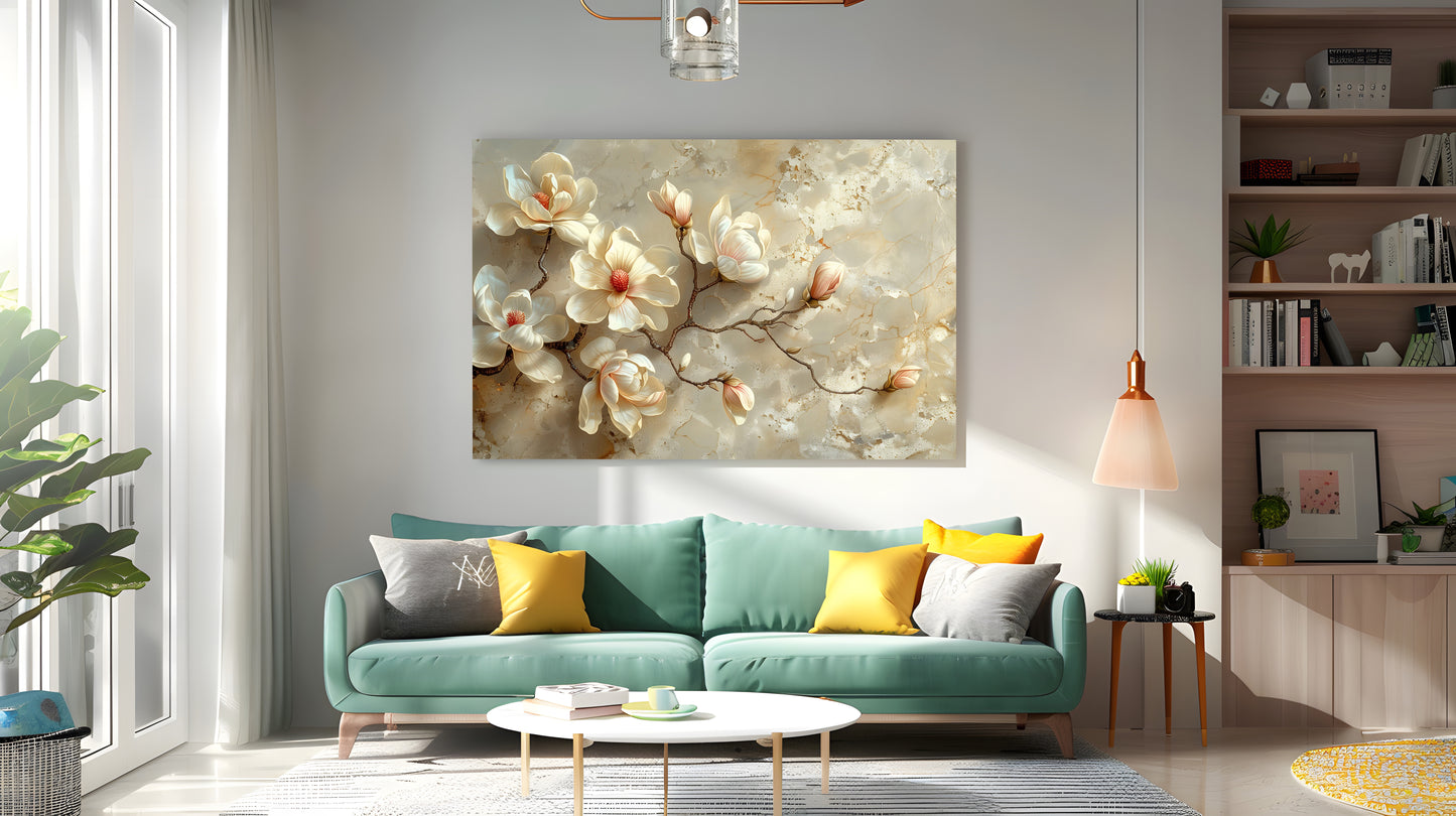Tablou Canvas magnolii delicate pe ramuri in stil realist | The Print Studio
