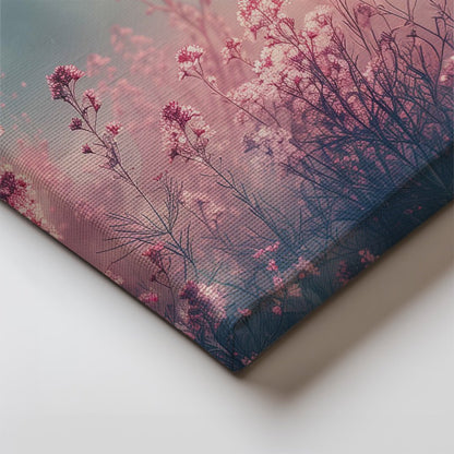Tablou Canvas camp pastel cu flori roz sub cer senin | The Print Studio