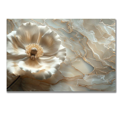 Tablou Canvas floare eleganta cu textura marmura aurie | The Print Studio