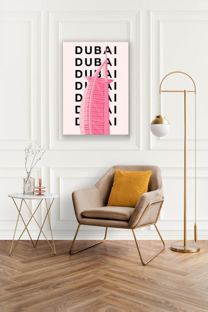 Tablou Canvas Hotel Iconic Dubai in Stil Pop-Art Vibrant | The Print Studio