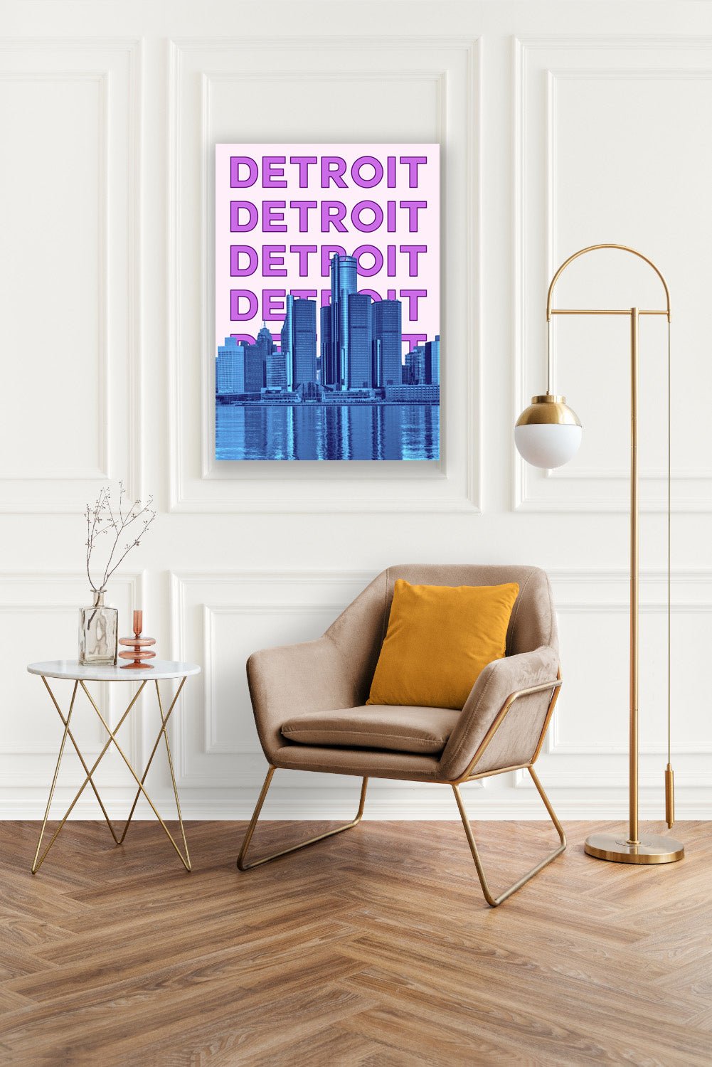Tablou Canvas skyline Detroit vibrant pop-art colorat | The Print Studio