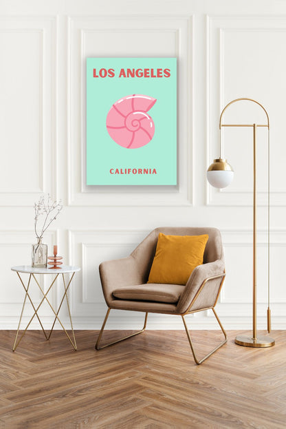 Tablou Canvas scoica roz minimalista, peisaj los Angeles | The Print Studio