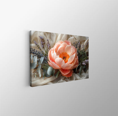 Tablou Canvas buchet pastelat cu lavanda si eucalipt realist | The Print Studio