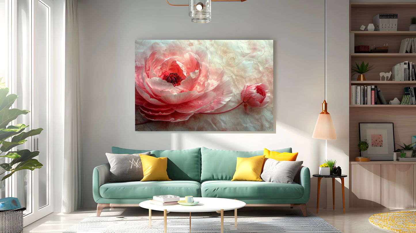 Tablou Canvas bujor roz delicat pe fundal alb pur | The Print Studio