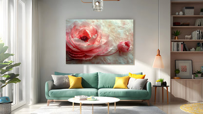 Tablou Canvas bujor roz delicat pe fundal alb pur | The Print Studio