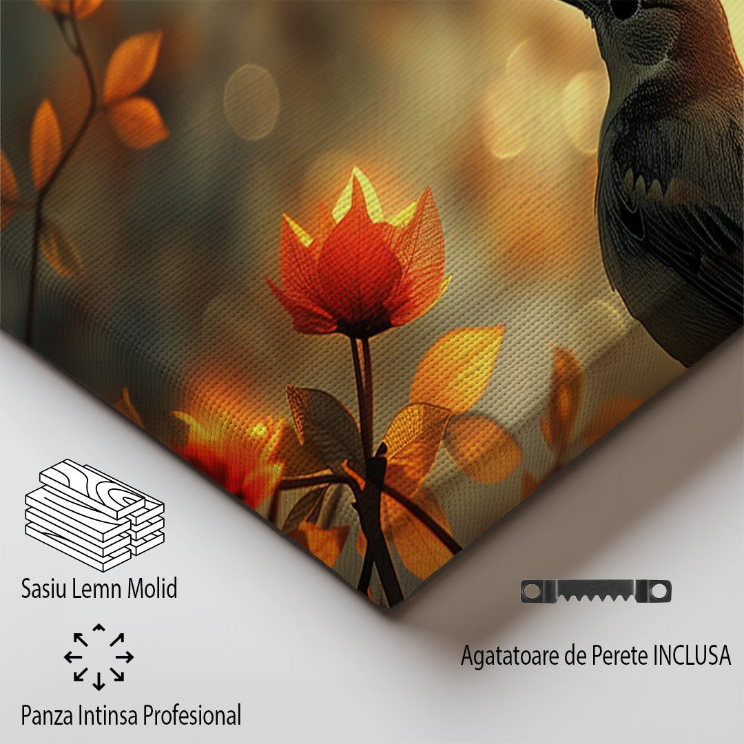 Tablou Canvas pasare delicata printre flori si ramuri de primavara | The Print Studio