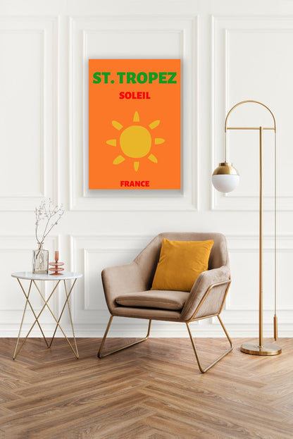 Tablou Canvas soare vibrant peste peisaj St. Tropez minimalist | The Print Studio