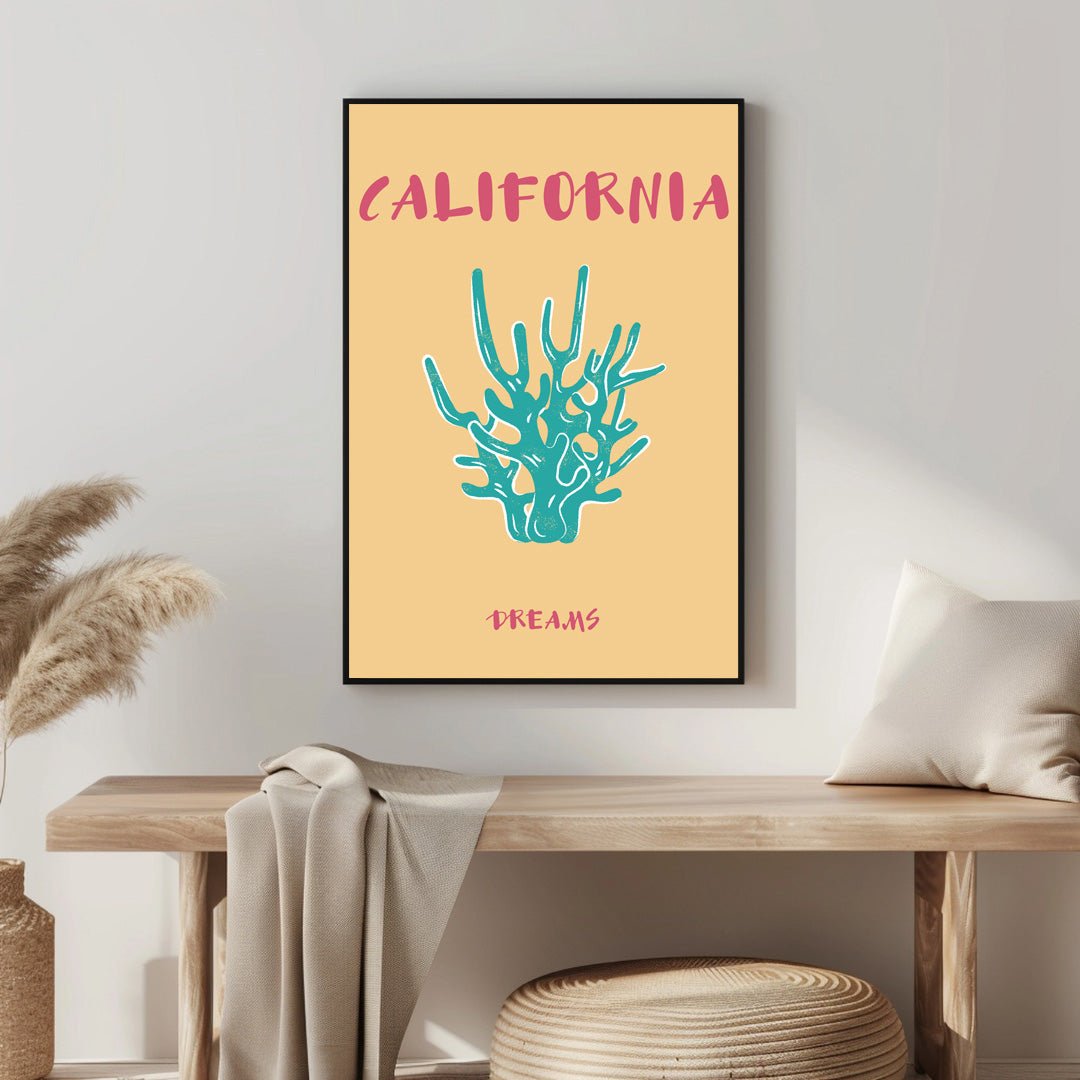 Tablou Canvas California coral turcoaz vis minimalist | The Print Studio
