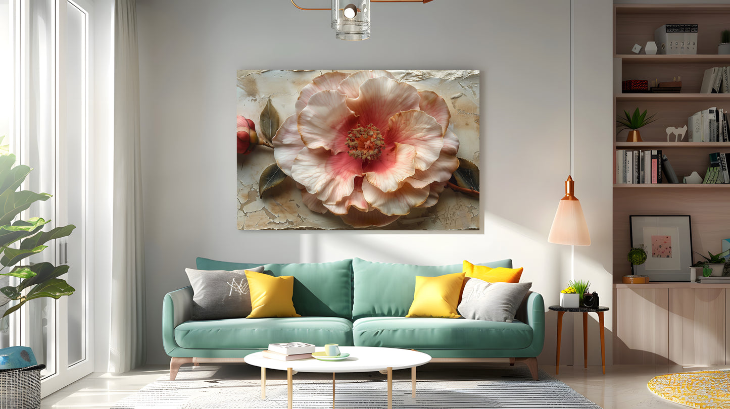 Tablou Canvas floare roz delicata cu detalii realiste | The Print Studio