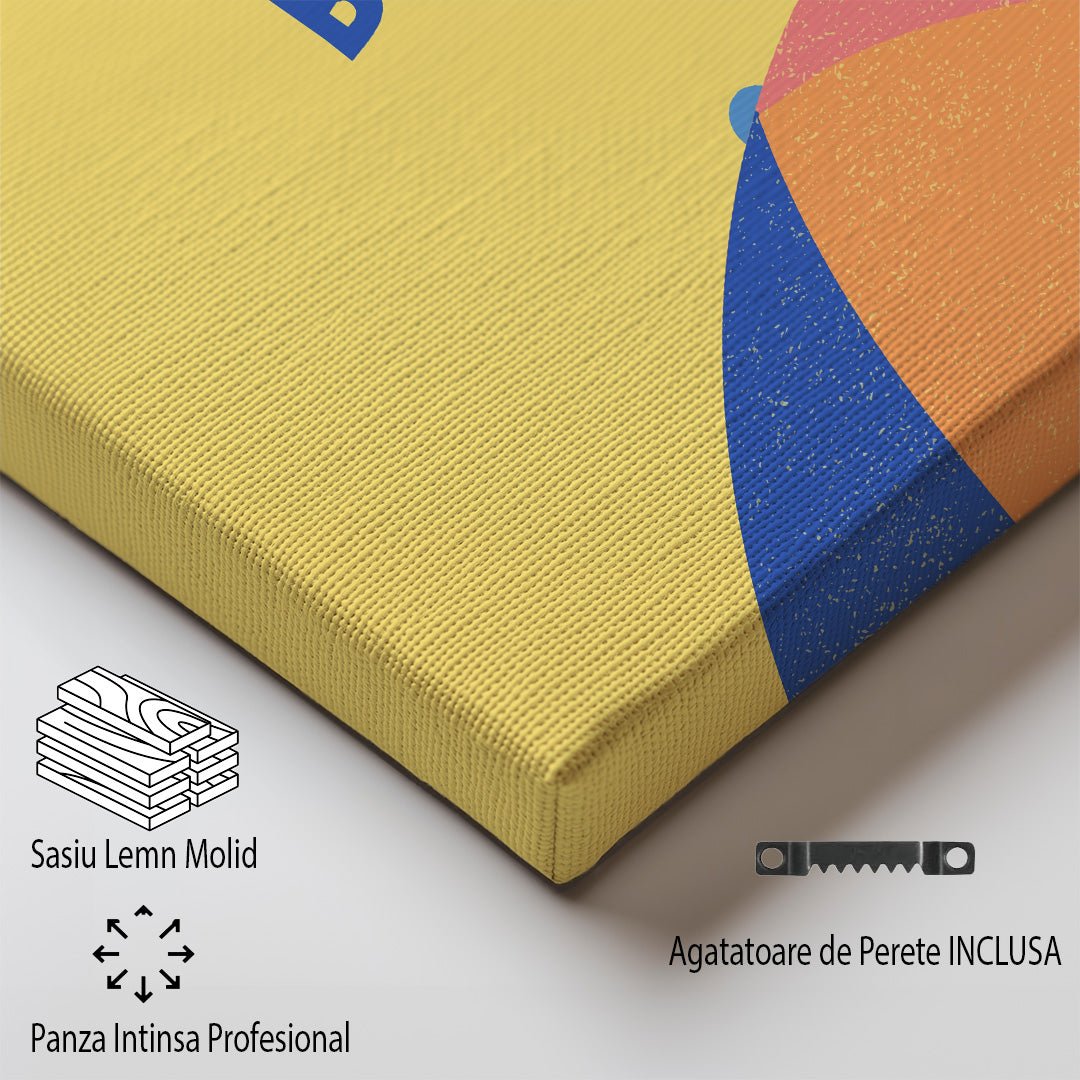 Tablou Canvas umbrela vintage colorata pe plaja din Ibiza | The Print Studio