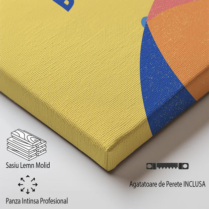 Tablou Canvas umbrela vintage colorata pe plaja din Ibiza | The Print Studio