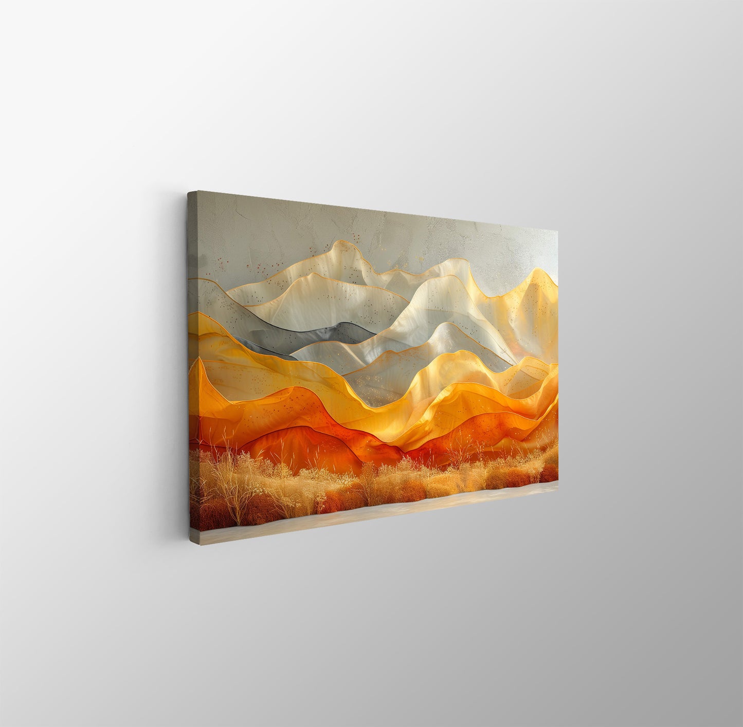 Tablou Canvas peisaj montan cu nuante calde si elemente abstracte | The Print Studio