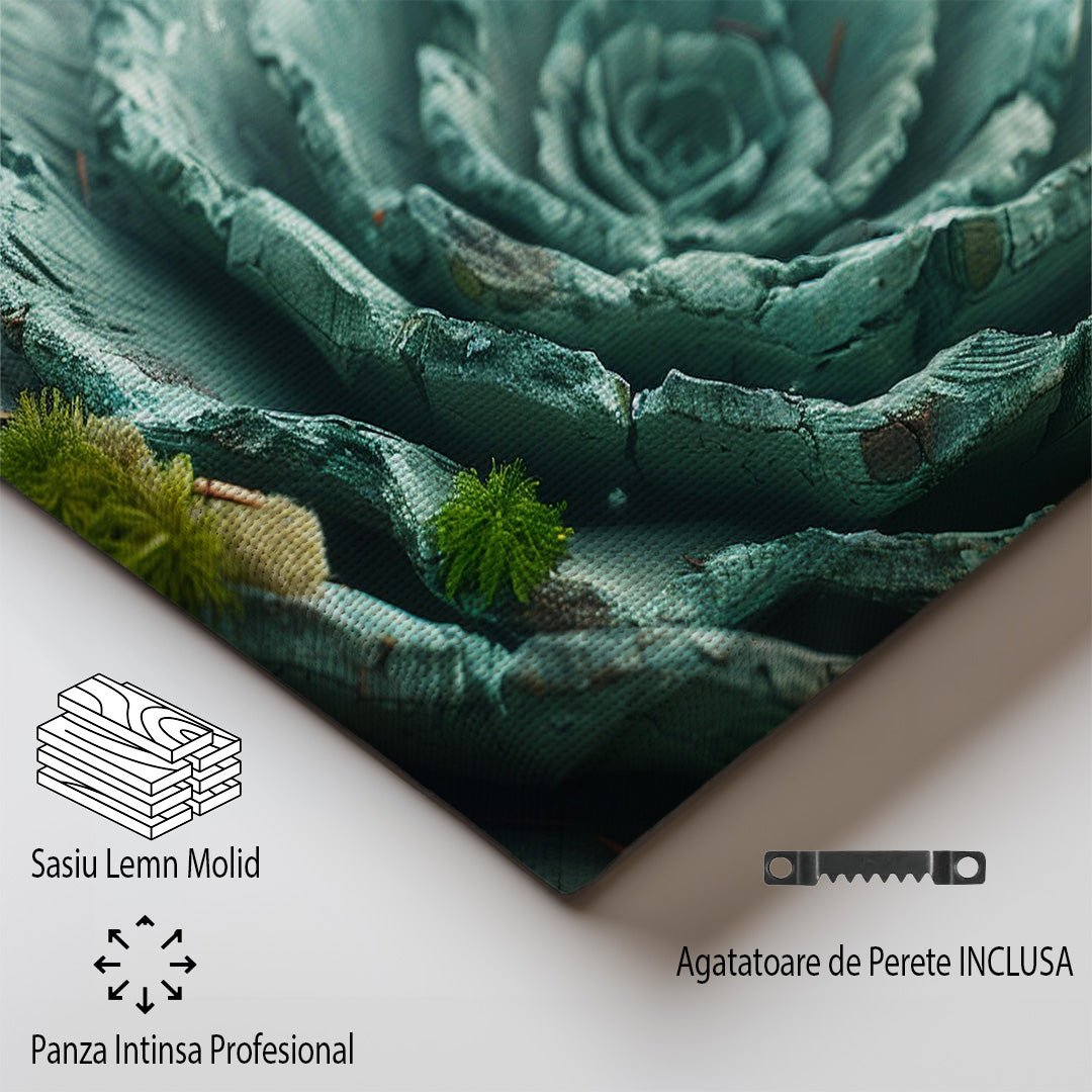Tablou Canvas floare sculptata pe fond de muschi verde vibrant | The Print Studio