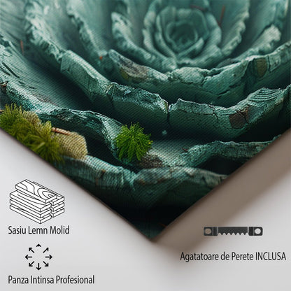 Tablou Canvas floare sculptata pe fond de muschi verde vibrant | The Print Studio