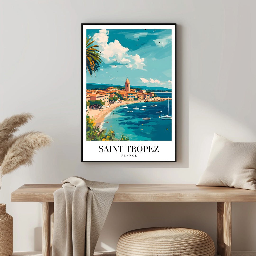 Tablou Canvas Saint Tropez coasta azurie sub cer senin impresionist | The Print Studio