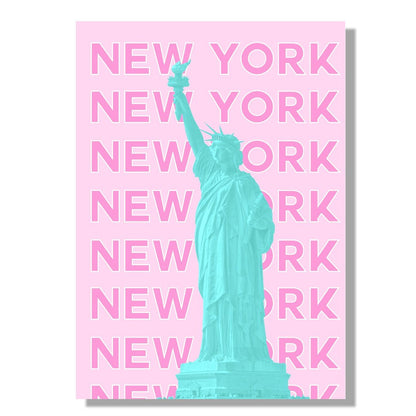 Tablou Canvas Statuia Libertatii in nuante vibrante pop-art | The Print Studio