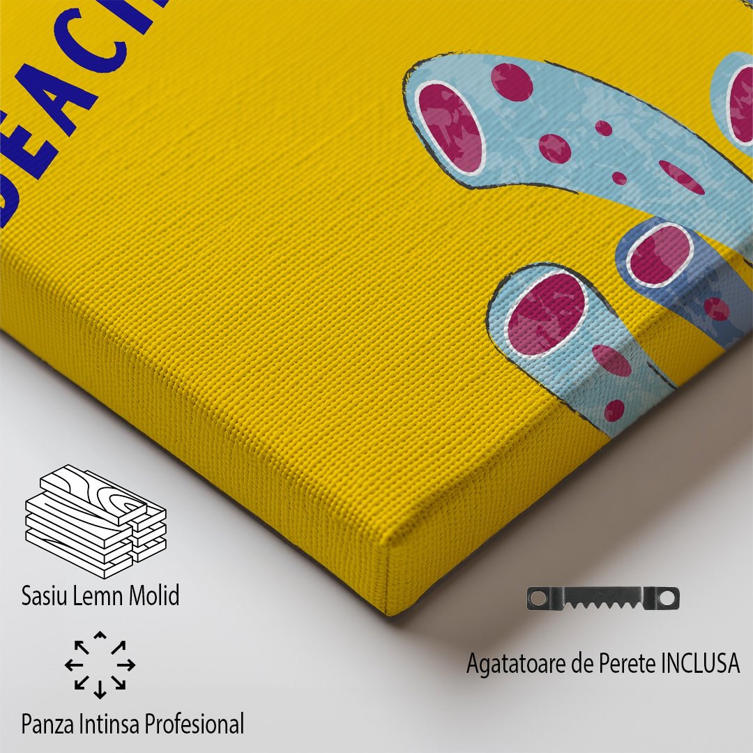 Tablou Canvas plaja Santorini albastru coral stil minimalist | The Print Studio