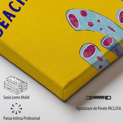 Tablou Canvas plaja Santorini albastru coral stil minimalist | The Print Studio