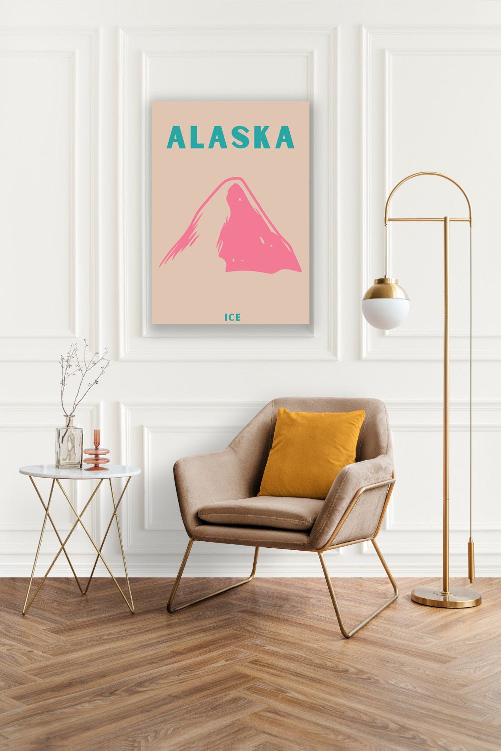 Tablou Canvas Print munte roz Alaska minimalist stil modern