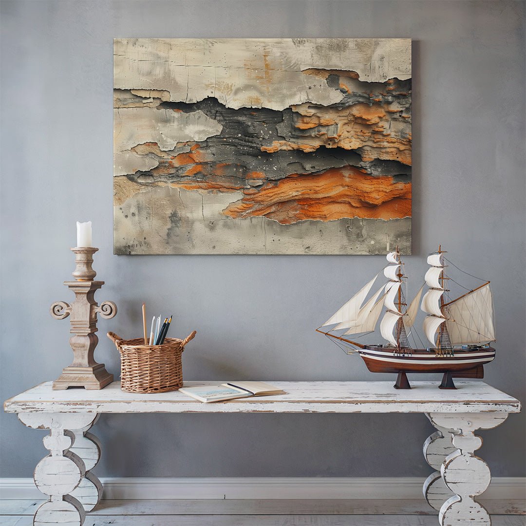 Tablou Canvas straturi nisip portocaliu si gri meditativ | The Print Studio