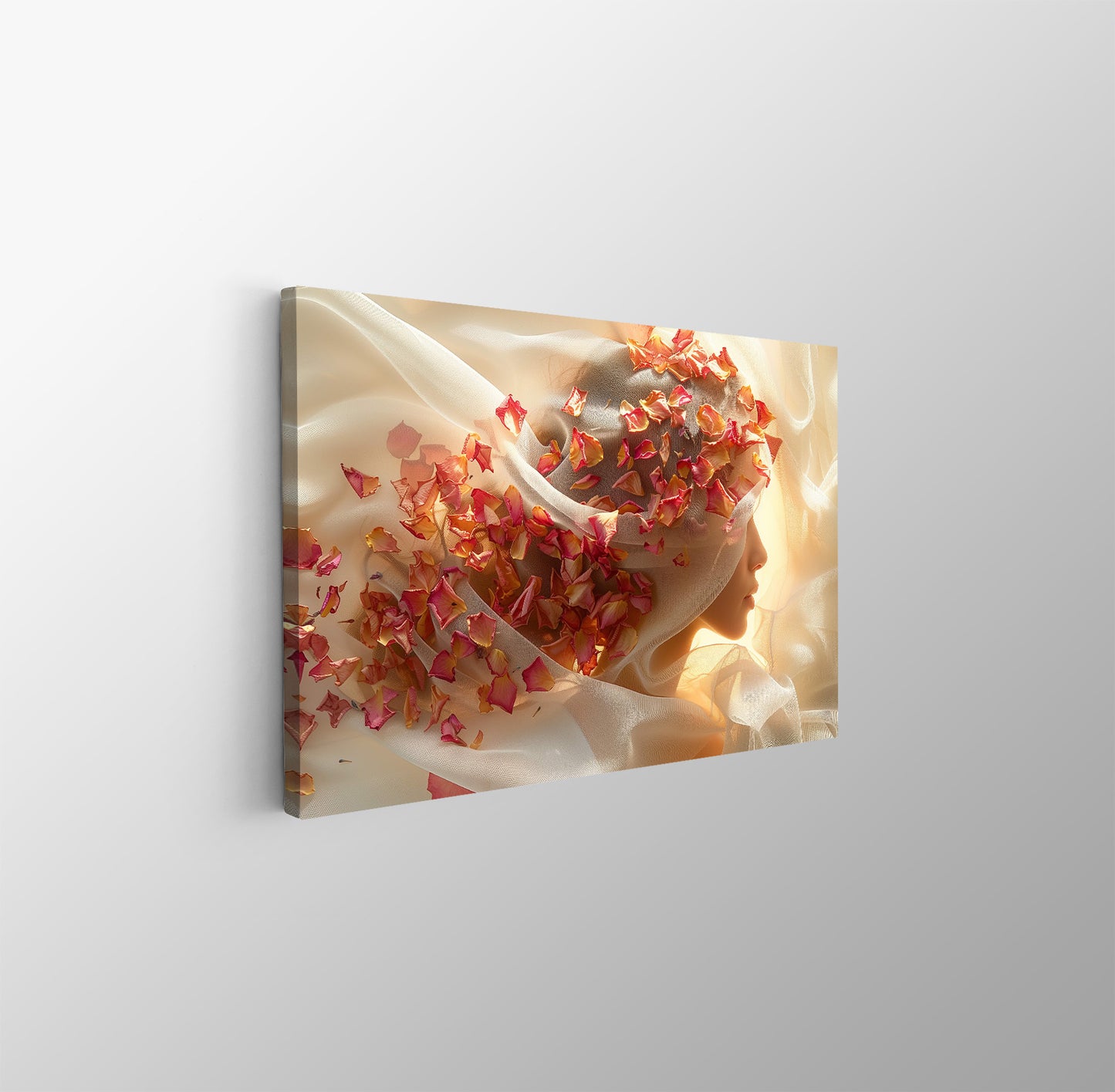 Tablou Canvas silueta feminina cu flori delicate in stil abstract | The Print Studio