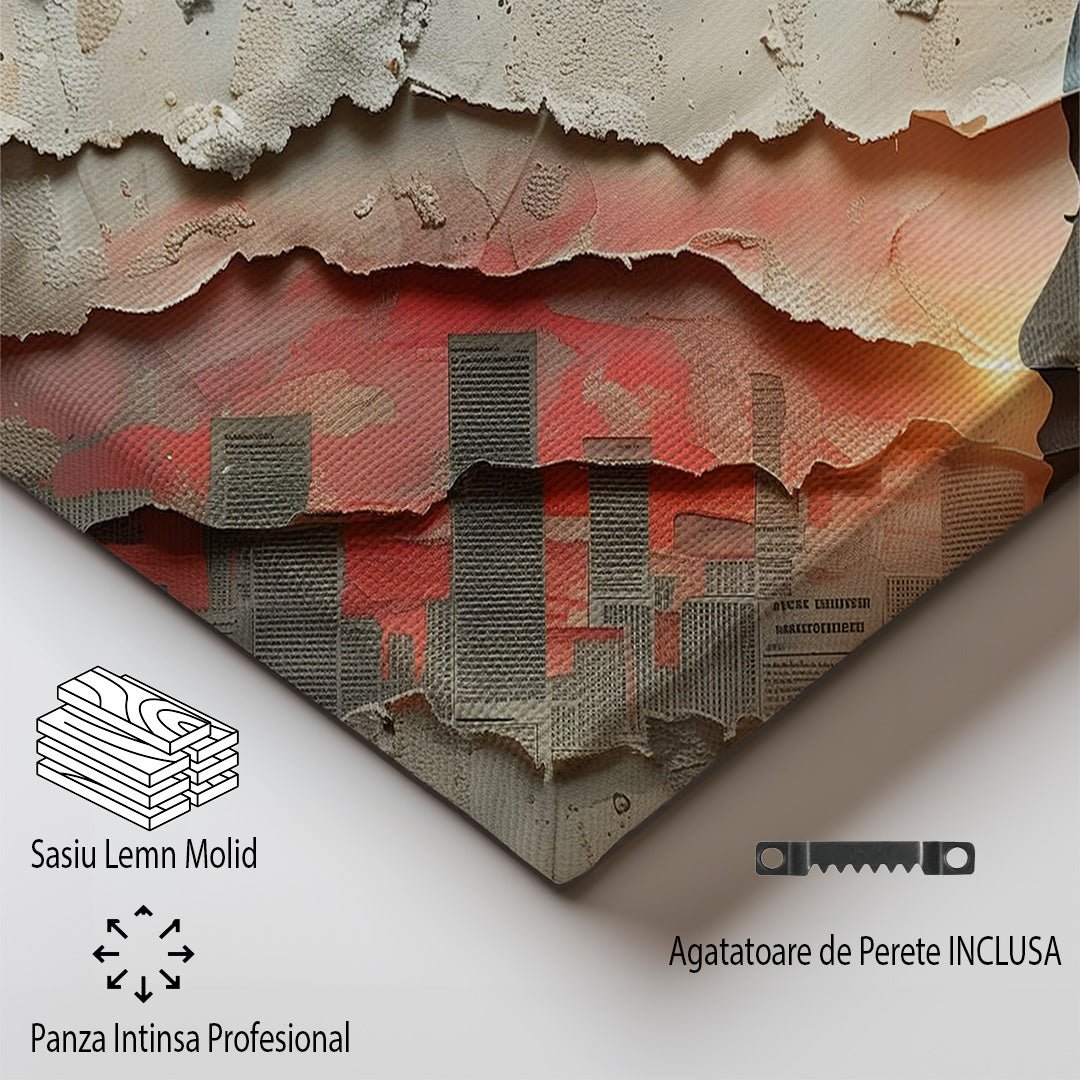 Tablou Canvas rasarit vibrant peste silueta urbana abstracta | The Print Studio