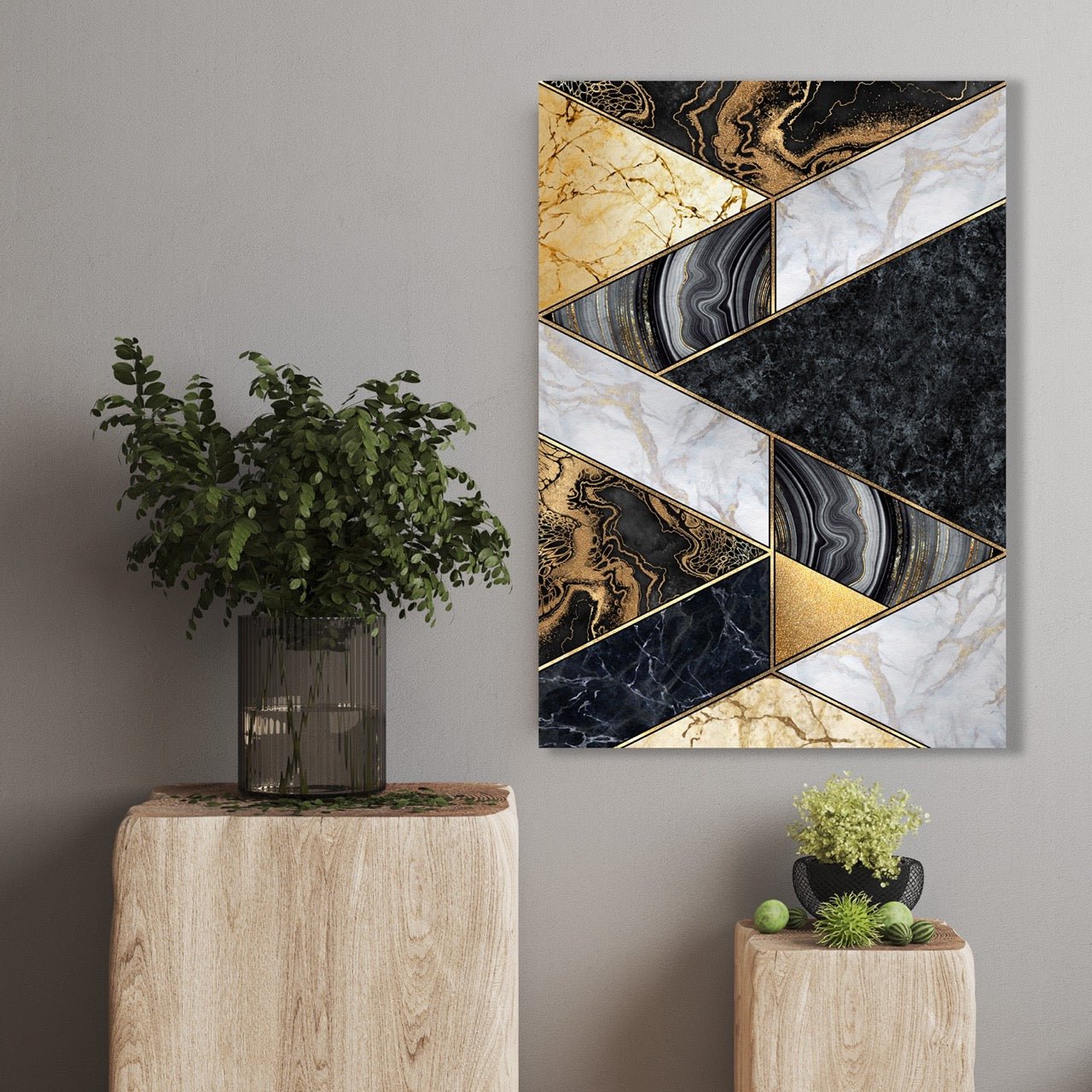 Tablou Canvas Black & Gold Geometric Elegance pentru Decor Elegant