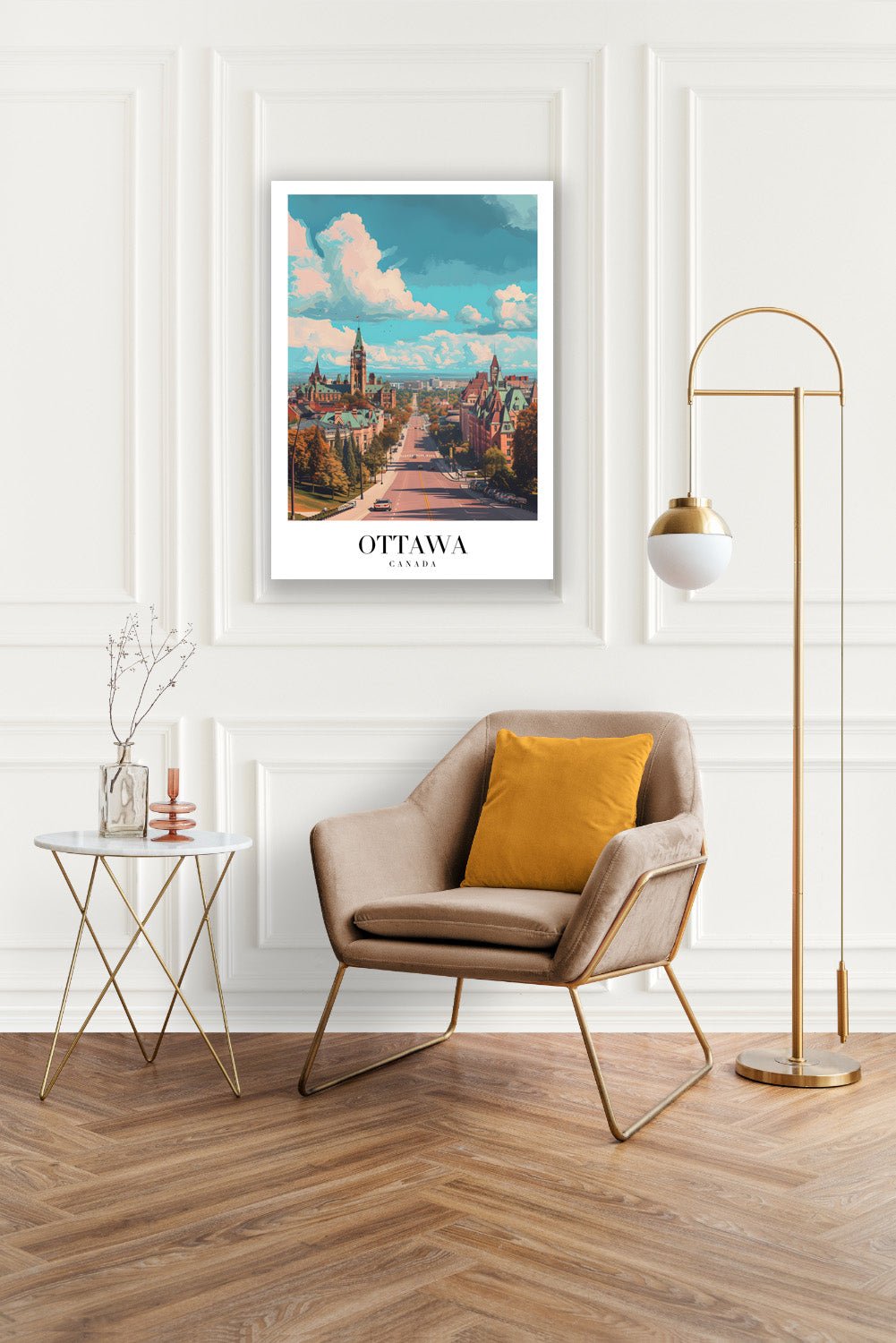 Tablou Canvas Print Ottawa cer albastru nori albi stil ilustrativ