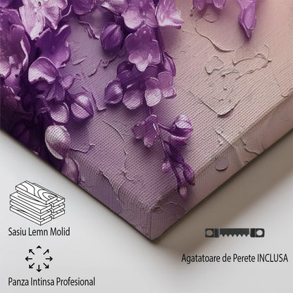 Tablou Canvas gradina lila cu flori si lumanari in lumina difuza | The Print Studio