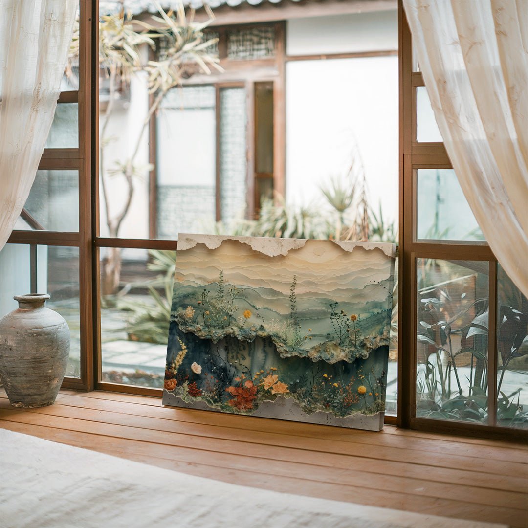 Tablou Canvas flori pastel abstracte in linii naturale | The Print Studio