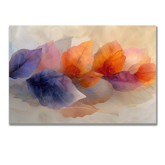 Tablou Canvas frunze colorate in tonuri de toamna si lumina calda | The Print Studio