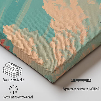 Tablou Canvas Pod Budapesta in lumina cerului albastru si flori vibrante | The Print Studio