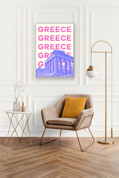 Tablou Canvas Parthenon Grecia vibrand in stil pop-art | The Print Studio