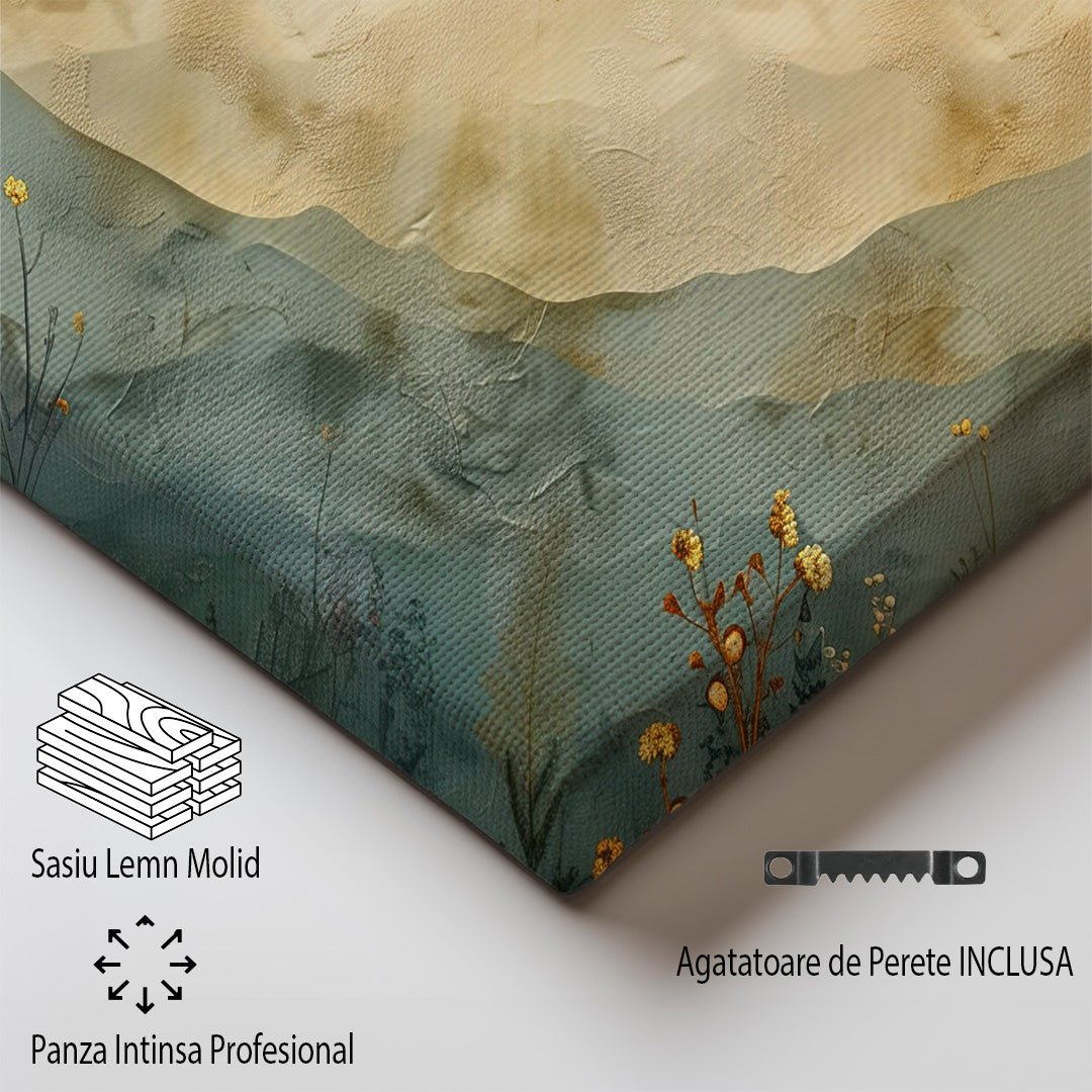 Tablou Canvas camp verde cu flori naturale in stil abstract | The Print Studio