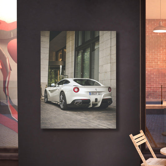 Tablou Canvas Supercar Ferrari Alb